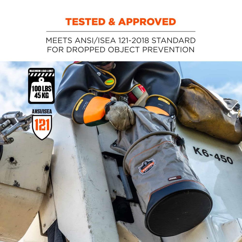 Ergodyne 5973 L Gray Hoist Bucket with D Rings - Ascmtools