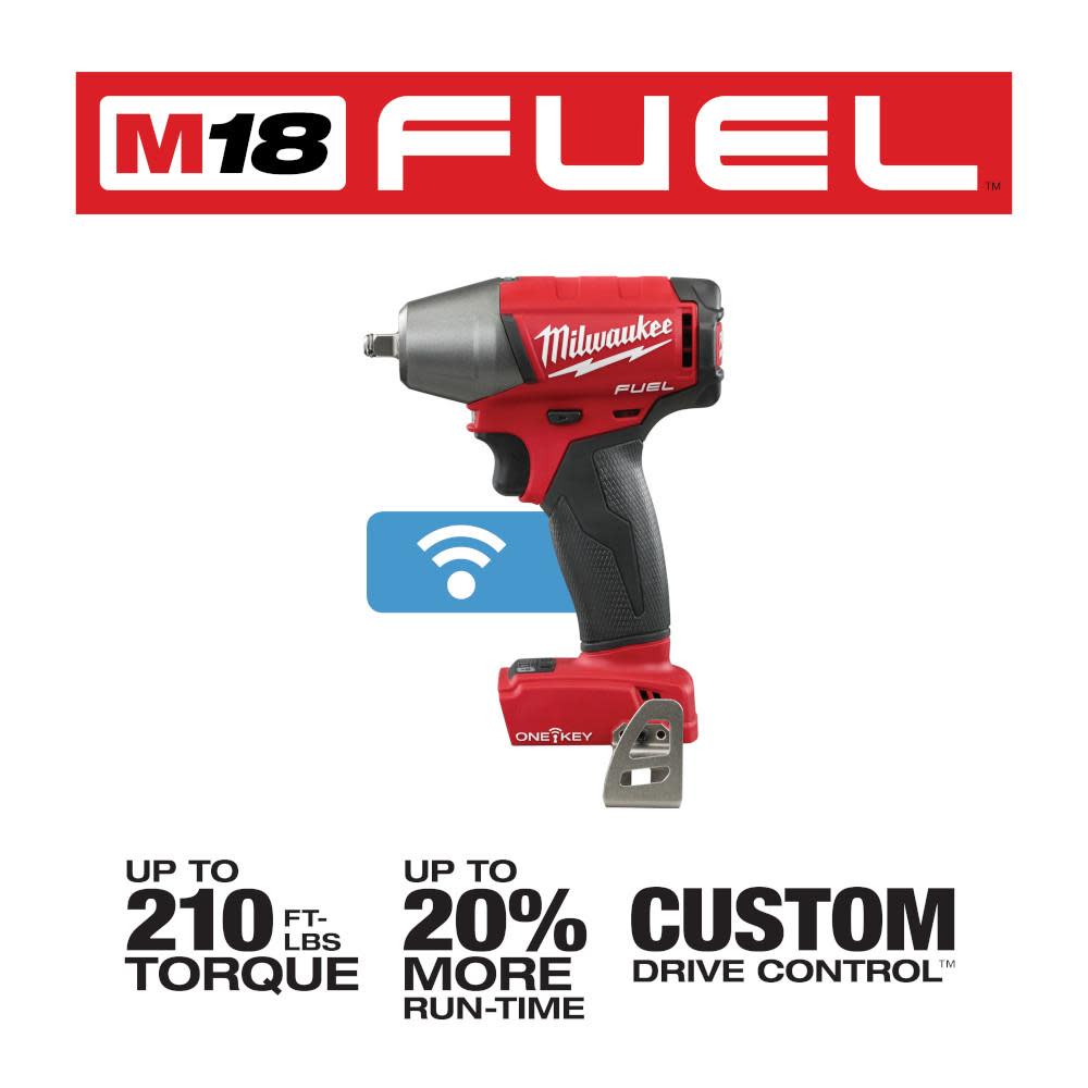 Milwaukee M18 FUEL 3/8 in. Compact Impact Wrench with Friction Ring with ONE-KEY - Ascmtools