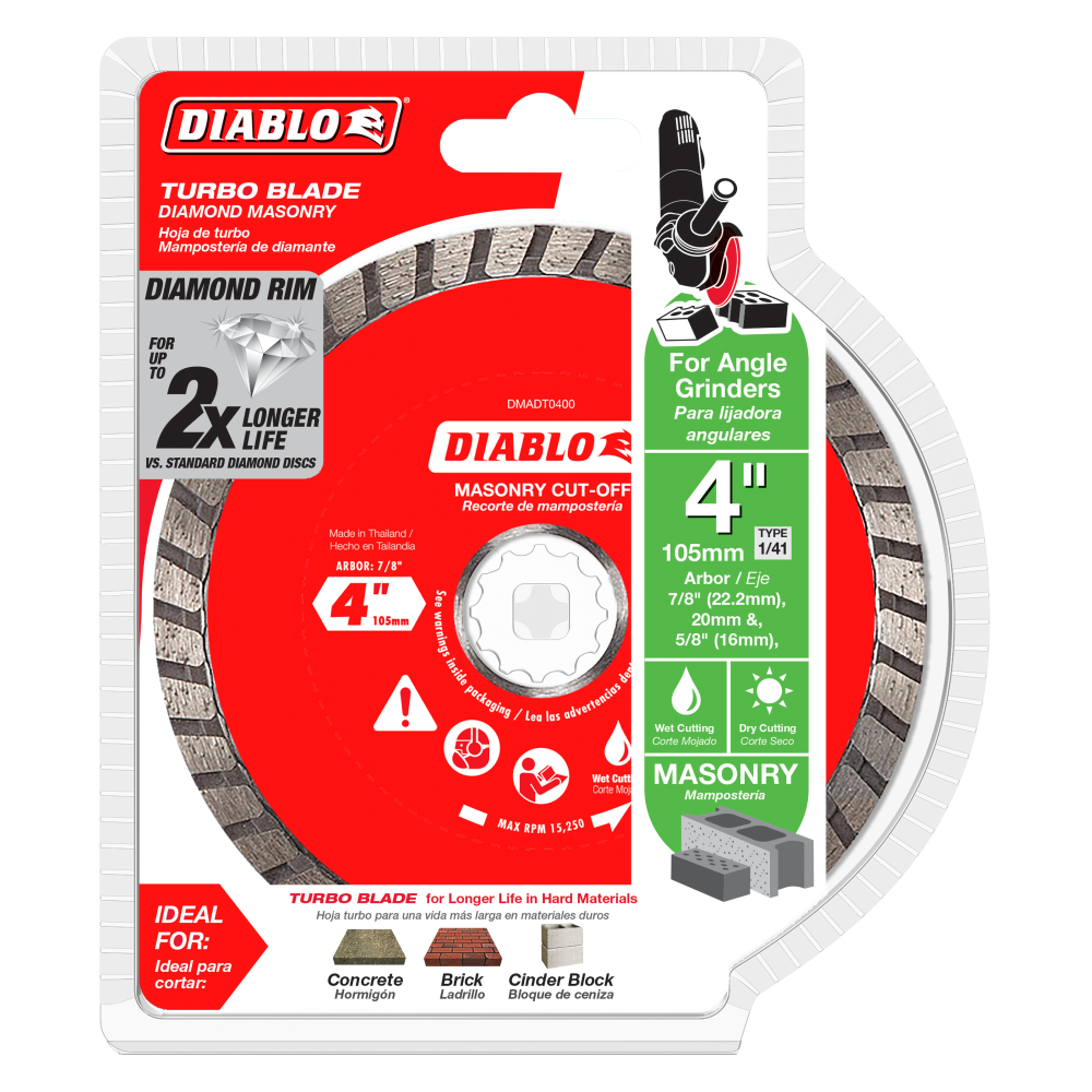 Diablo Tools 4″ Diamond Turbo Cut Off Discs Masonry - Ascmtools
