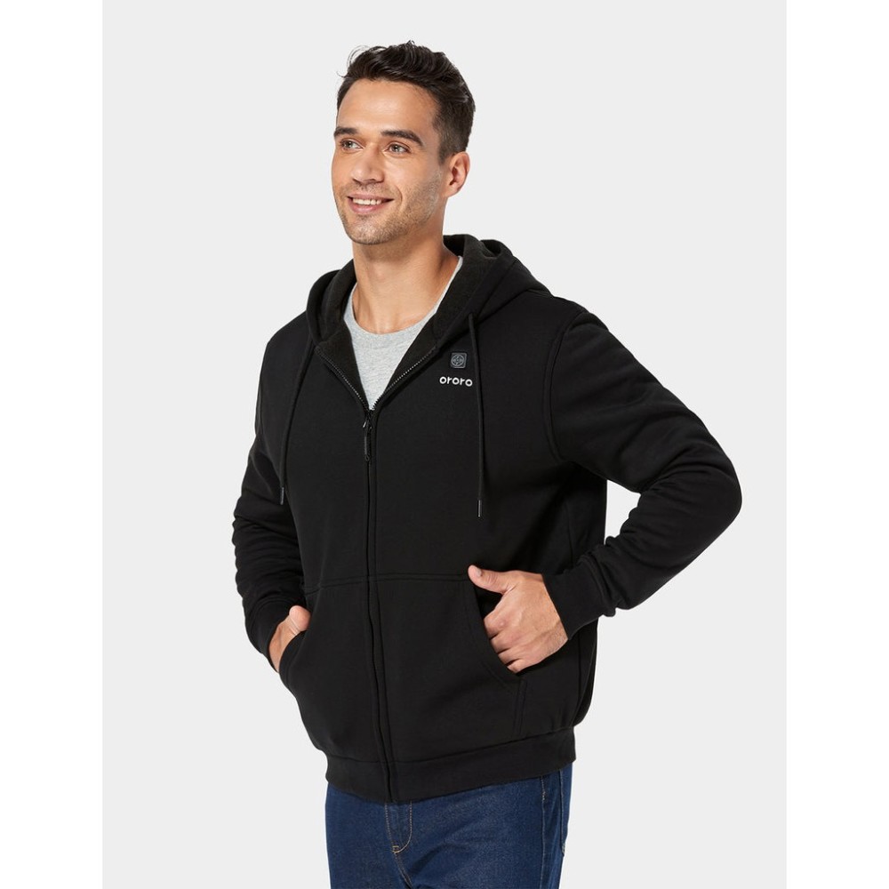 ORORO Unisex Black Heated Fleece Hoodie Kit XL - Ascmtools
