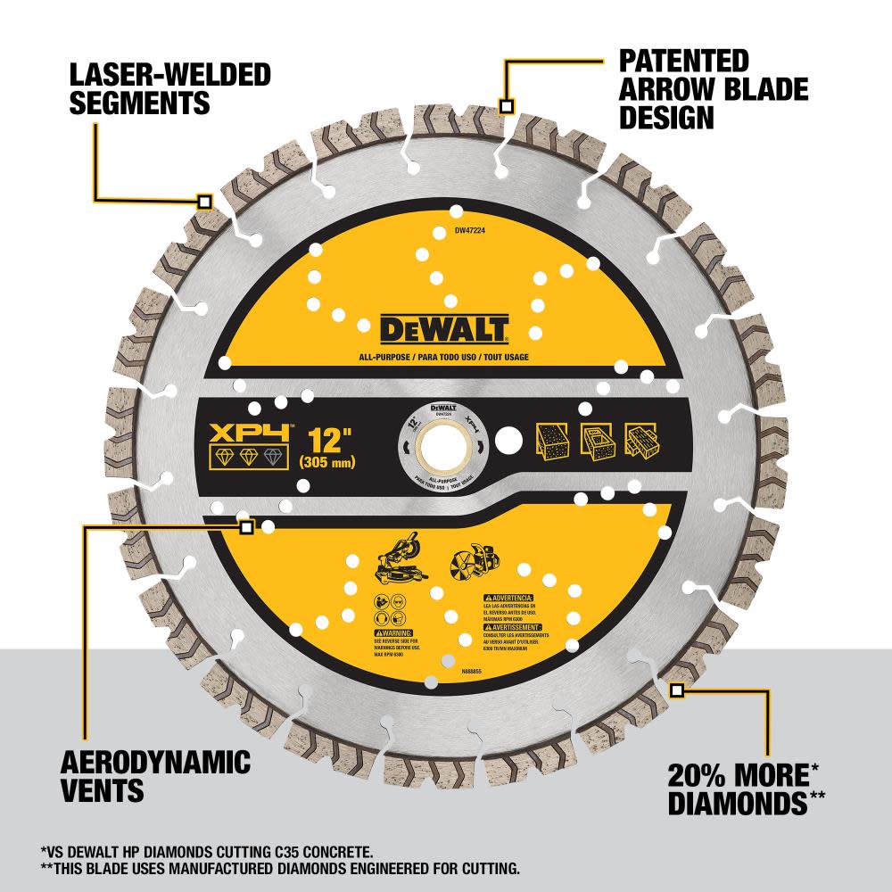 DEWALT Diamond Blade 12″ SEGMENTED XP4 ALL PURPOSE - Ascmtools