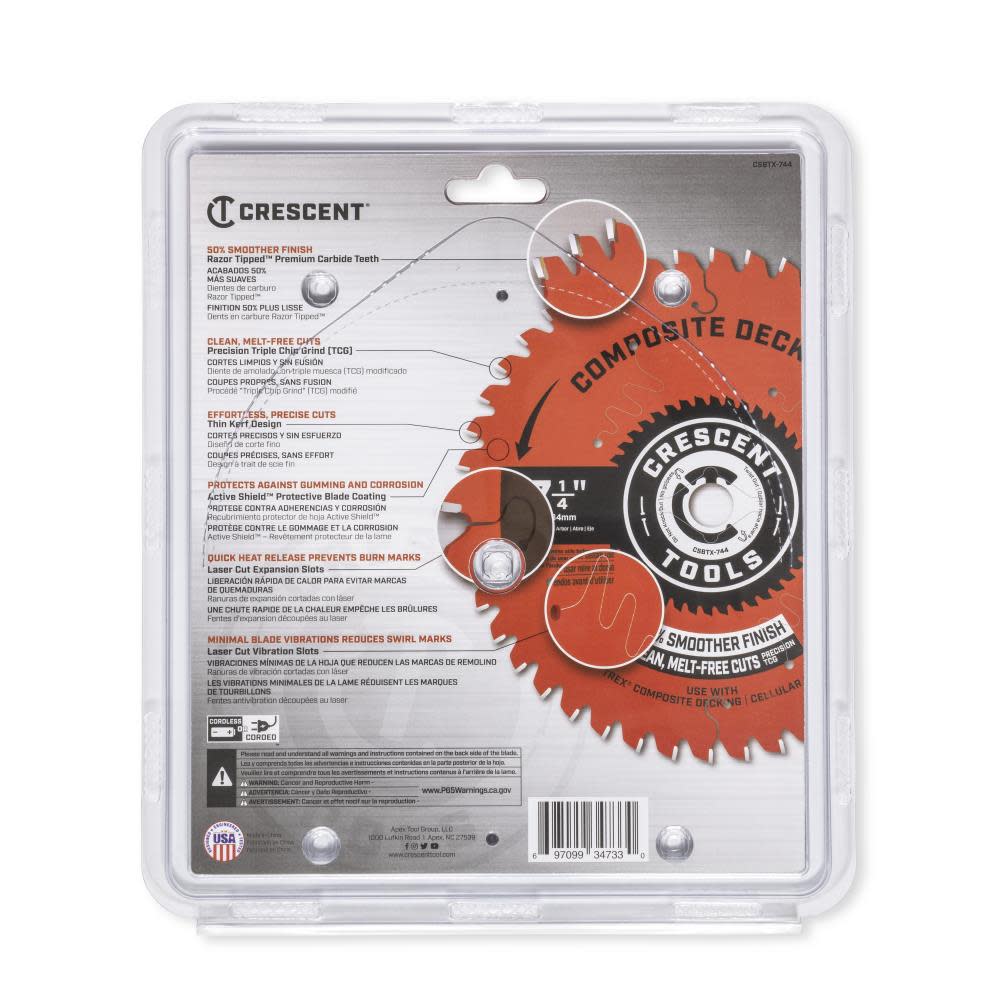 Crescent Circular Saw Blade Composite Decking 7 1/4″ x 44T - Ascmtools