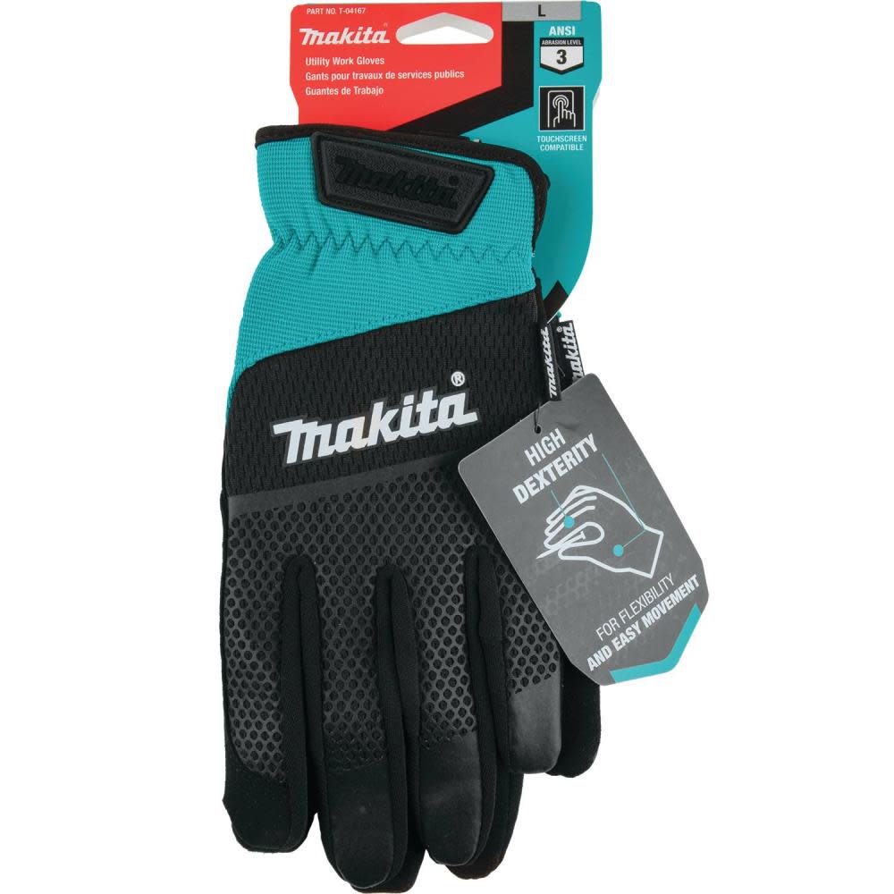 Makita Utility Work Gloves Open Cuff Flexible Protection Large - Ascmtools