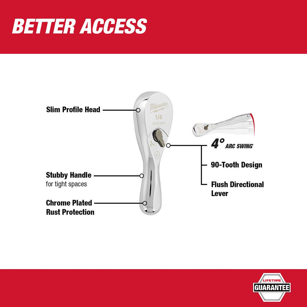 Milwaukee Ratchet 3″ 1/4″ Drive - Ascmtools