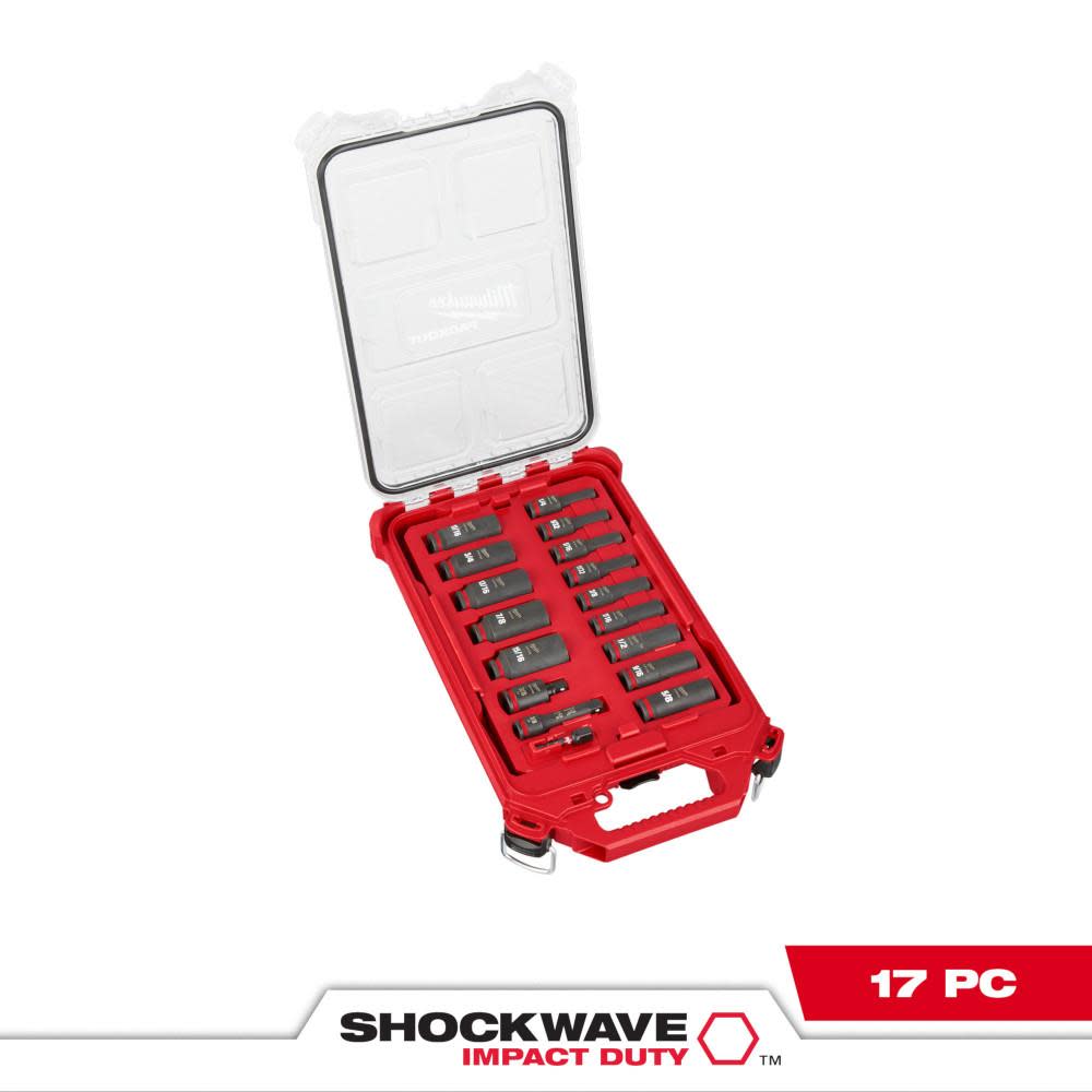 Milwaukee SHOCKWAVE Impact Duty Socket 3/8 Dr 17pc SAE PACKOUT Set - Ascmtools