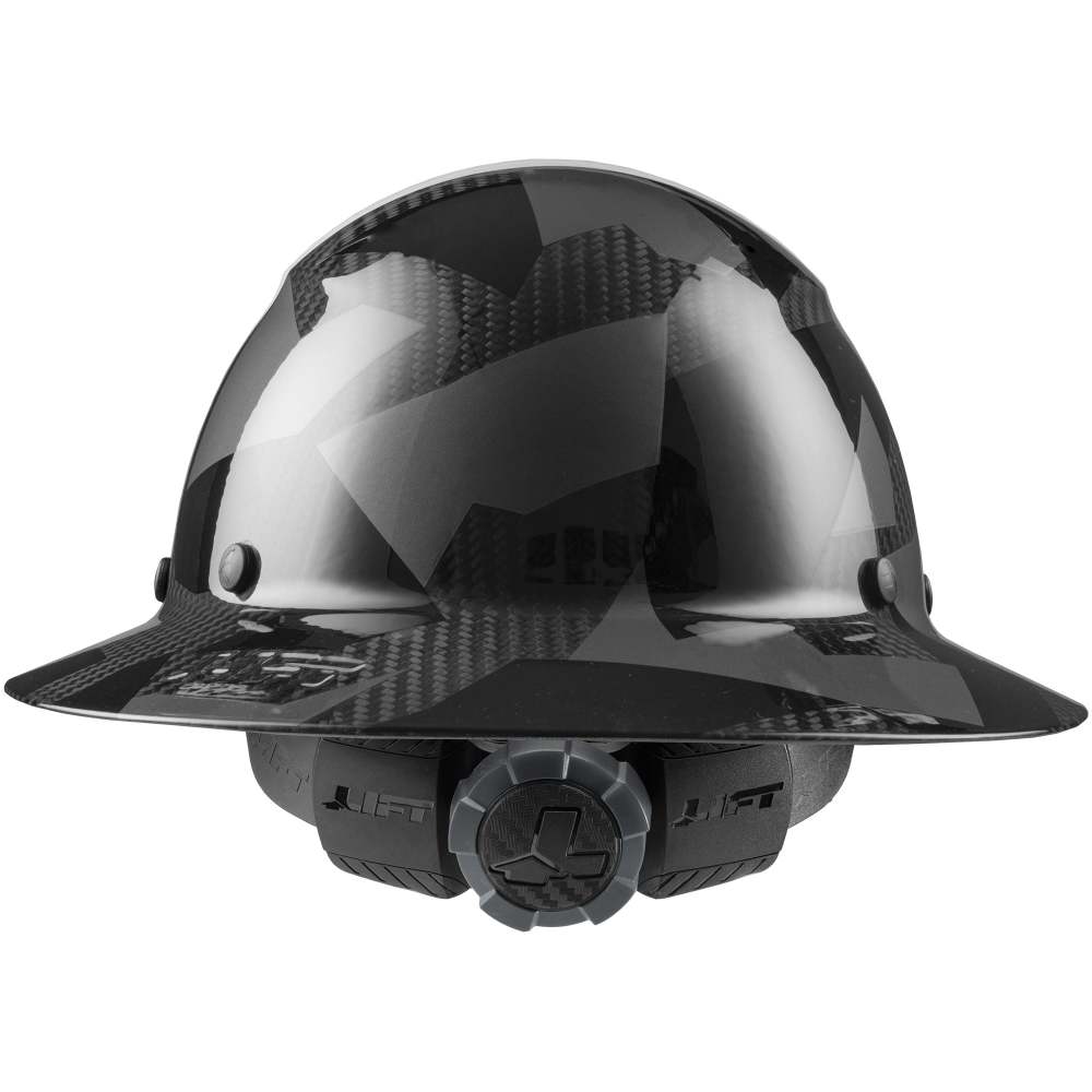 Lift Safety Hard Hat DAX Black Camo Carbon Fiber Full Brim - Ascmtools