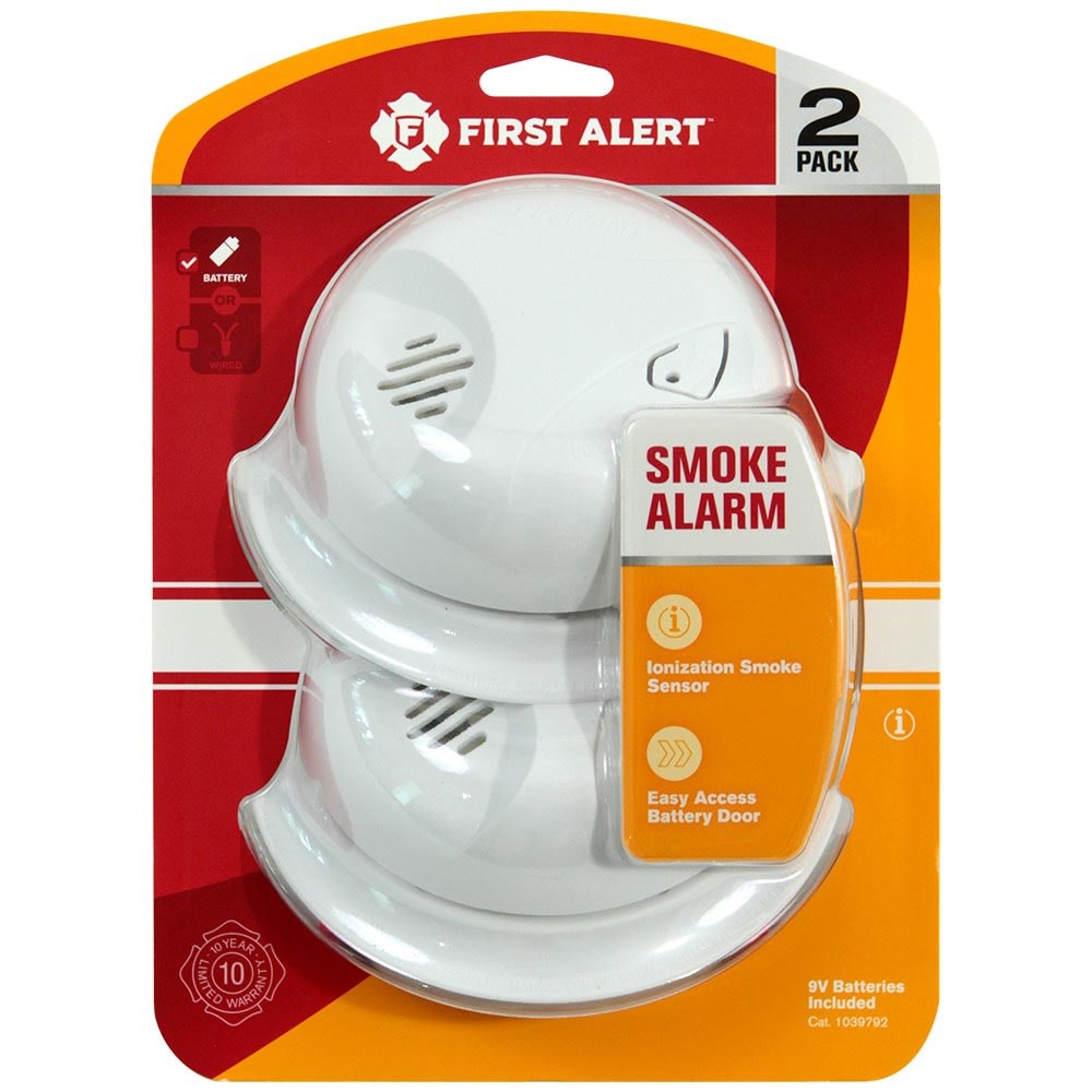 First Alert Battery Operated Ionization Smoke Alarm 2pk - Ascmtools