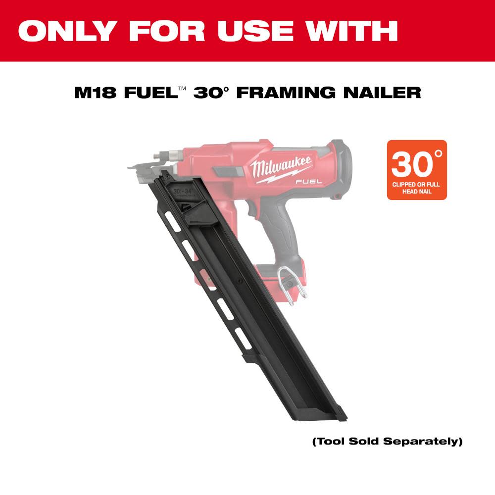 Milwaukee M18 FUEL 30 Degree Framing Nailer Extended Capacity Magazine - Ascmtools