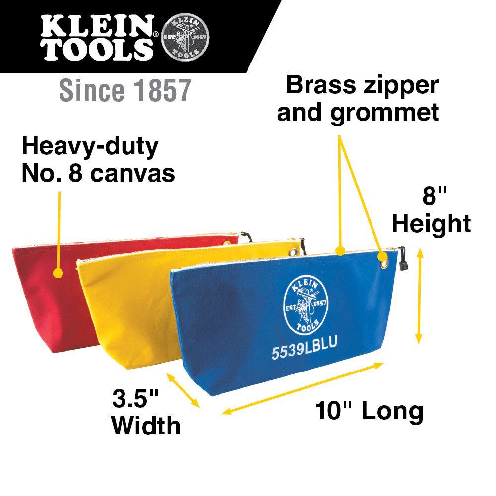 Klein Tools Assorted Canvas Zipper Bags 3-pack - Ascmtools