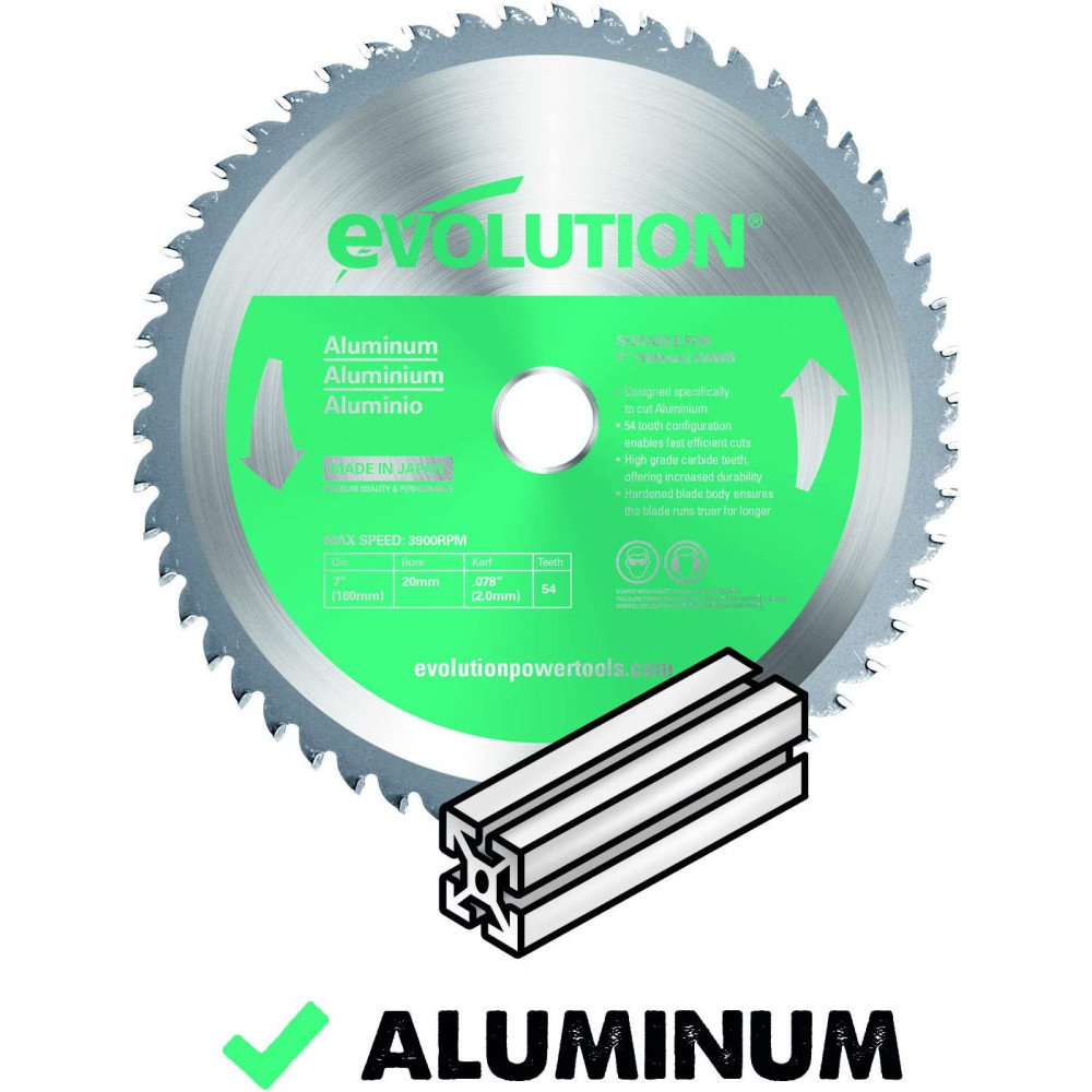 Evolution Power Tools 7″ x 54T Aluminum Cutting Circular Saw Blade - Ascmtools