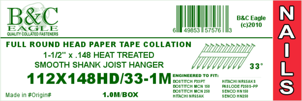 B and C Eagle Joist Hanger Nails 1 1/2 x .148 1000qty - Ascmtools