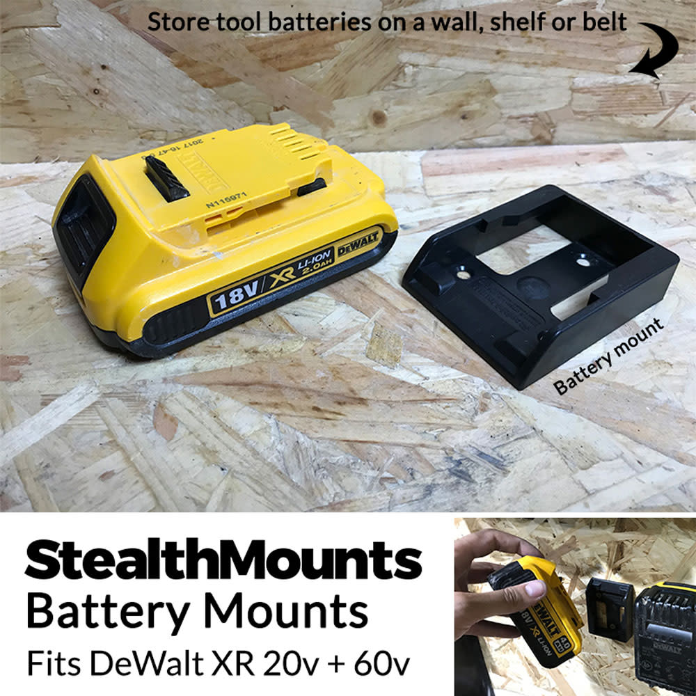 Stealthmounts Battery Mount DEWALT XR 20V 60V Black 6pk - Ascmtools