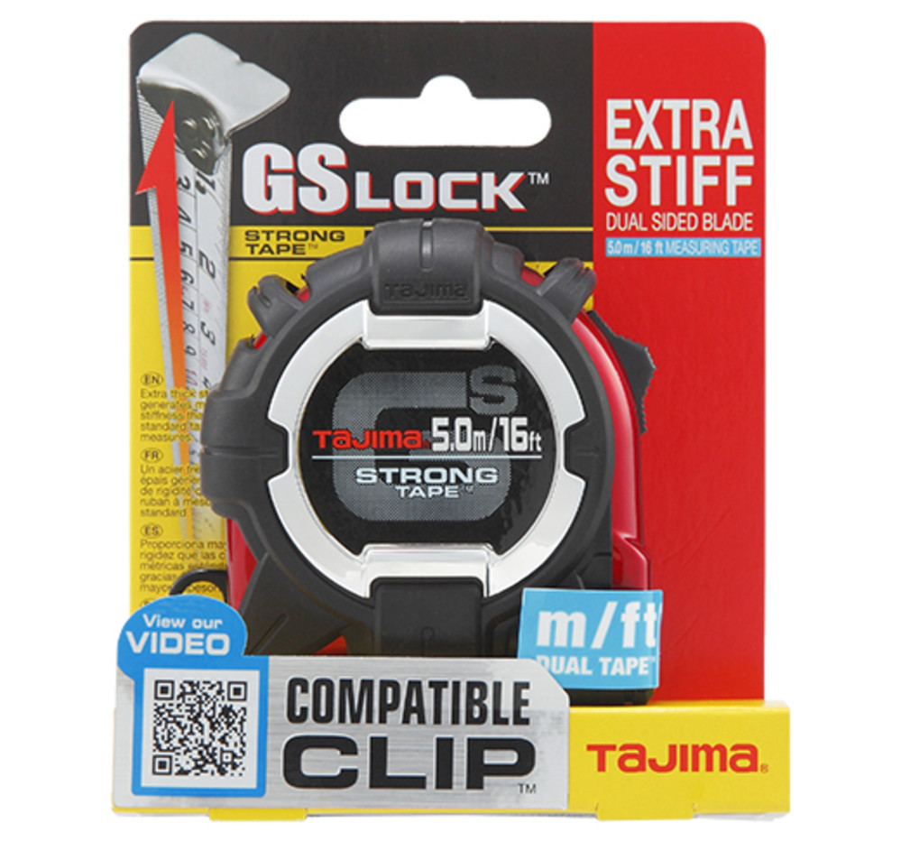 Tajima GS LOCK Measuring Tape 16′ x 1″ with Compatible Clip - Ascmtools