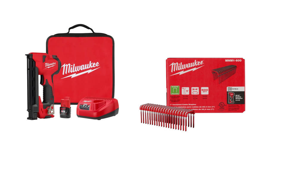 Milwaukee M12 Cable Stapler Kit with 1″ Insulated Cable Staples 600qty Bundle - Ascmtools