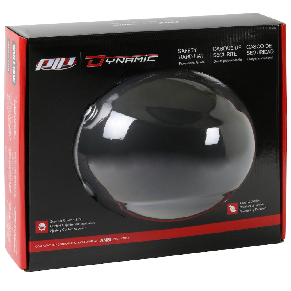 Protective Industrial Products Dynamic Wolfjaw Hard Hat Matte Black Full Brim Smooth Dome - Ascmtools