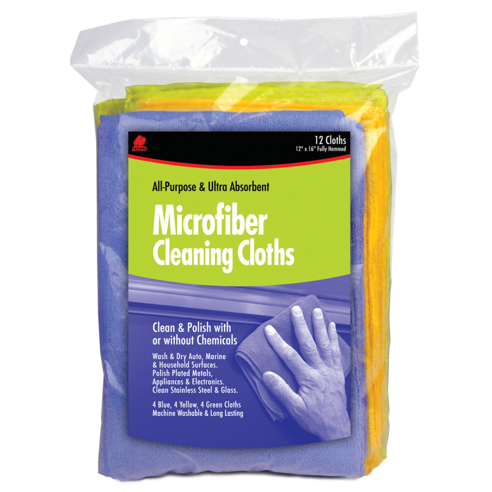 Buffalo Industries 12 x 16″ Microfiber Cleaning Cloth 12pk Bag - Ascmtools