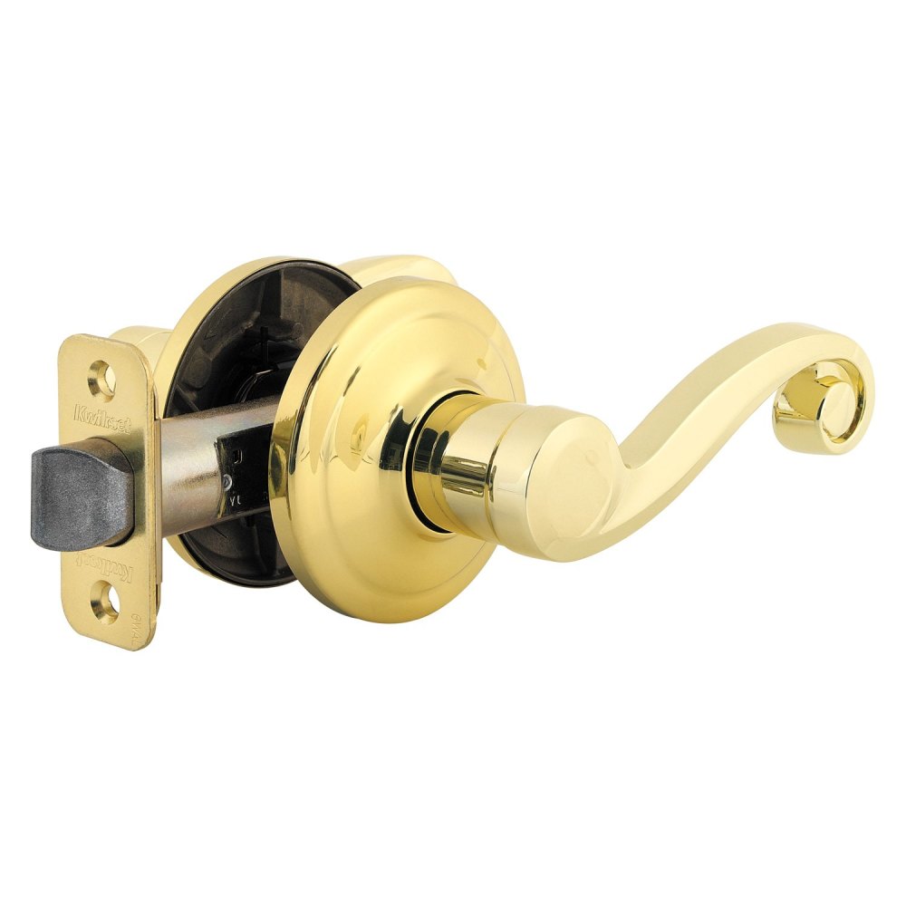 Kwikset Polished Brass Lido Surface Mount Right Half Dummy Door Lever - Ascmtools
