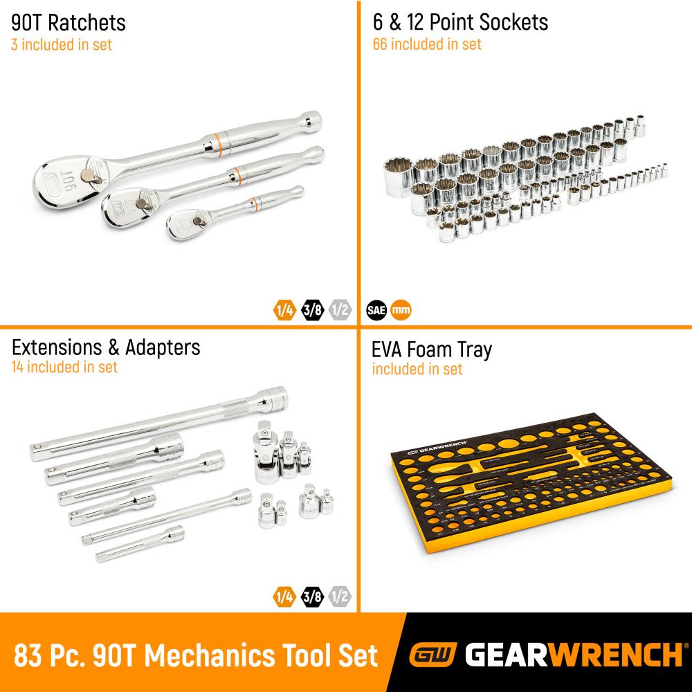 GEARWRENCH SAE/Metric Mechanics Tool Set 83pc - Ascmtools