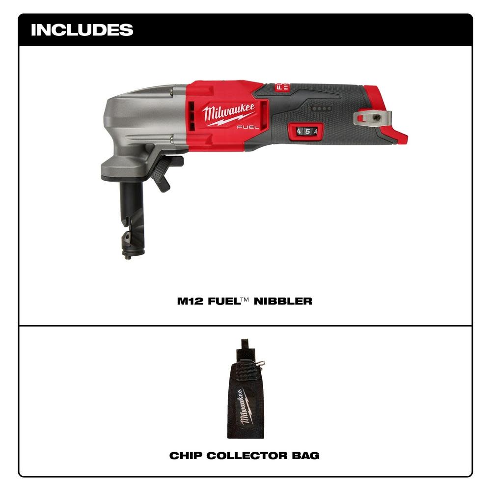 Milwaukee M12 FUEL Nibbler 16 Gauge Kit with Die & Die Holder Extension & Punch Bundle - Ascmtools