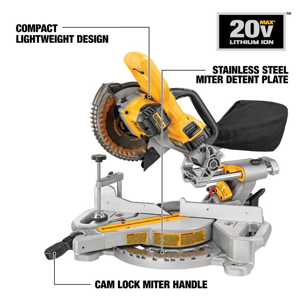 DEWALT DCS361M1 7-1/4 Single Bevel Sliding Compound Miter Saw Kit - Ascmtools
