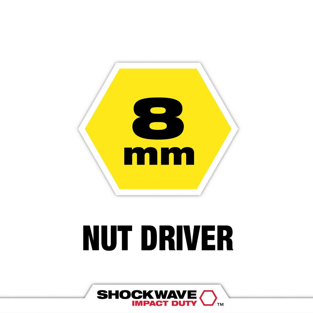Milwaukee SHOCKWAVE Impact Duty 8MM x 2 9/16″ Magnetic Nut Driver 10pk - Ascmtools