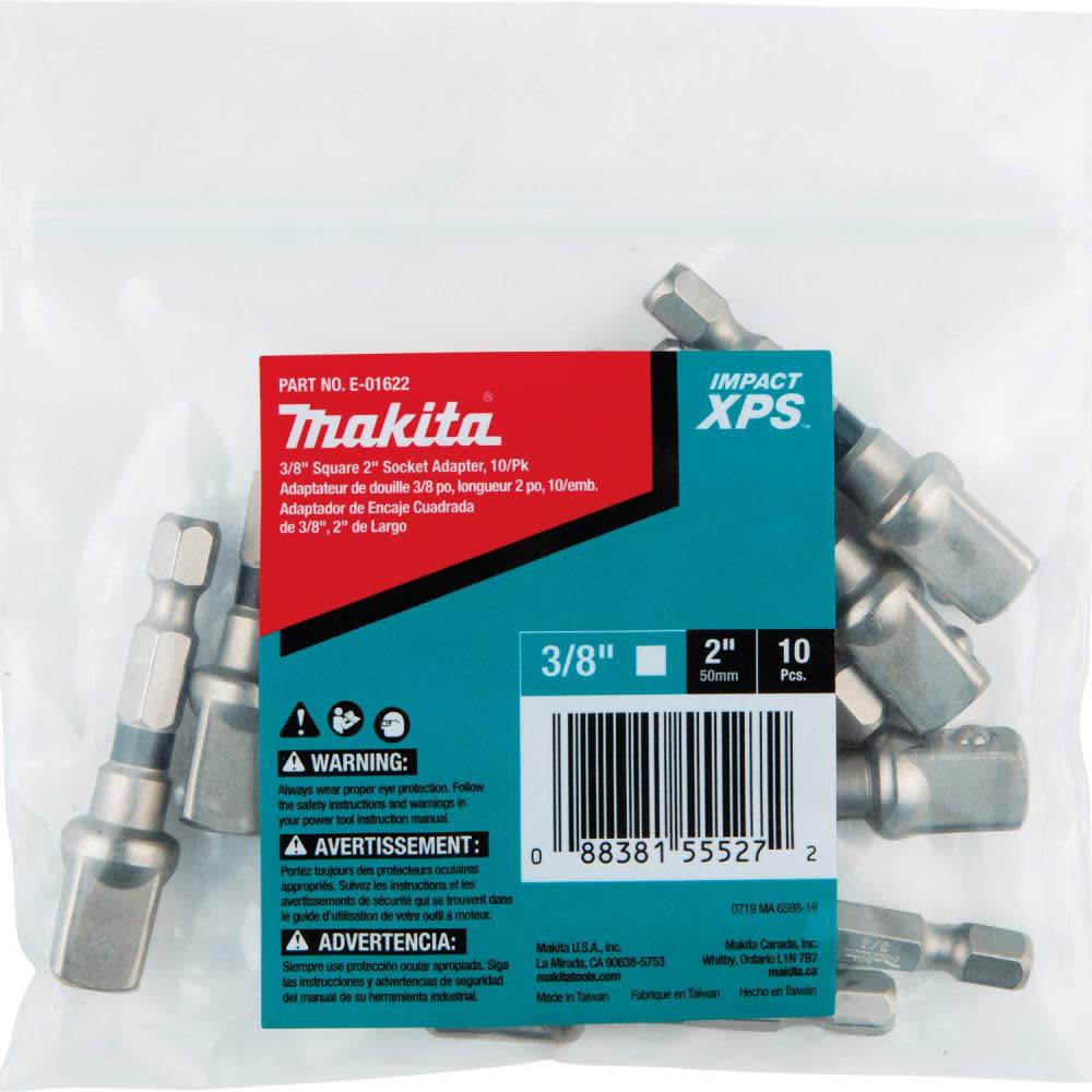 Makita Impact XPS 3/8″ Square 2″ Socket Adapter 10/pk Bulk - Ascmtools