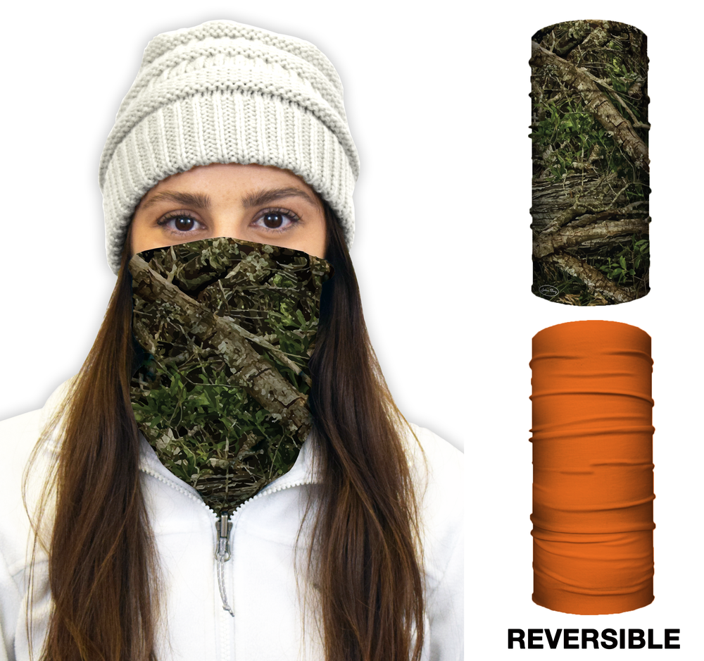 John Boy Thermal Face Guard – Reversible Tree Camo and Orange Pattern - Ascmtools