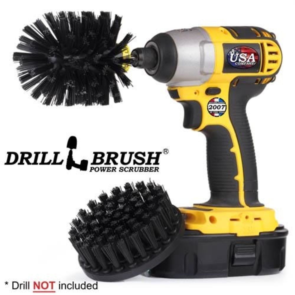 Drill Brush Grill & Heavy Duty Cleaning Kit Ultra Stiff Nylon Bristles 2pc - Ascmtools