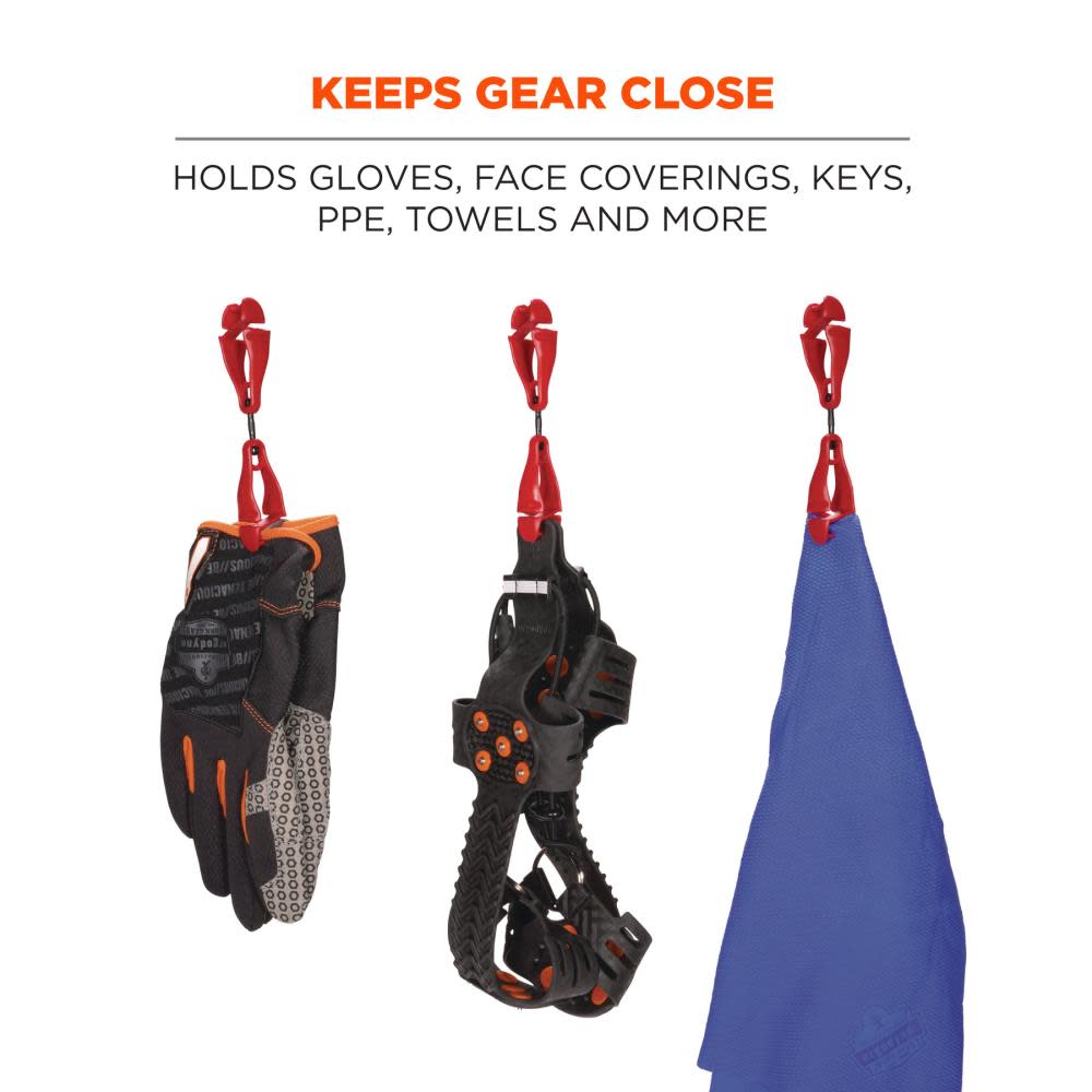 Ergodyne Squids 3420 Red Swivel Glove Clip Holder Dual Clips 100pk - Ascmtools