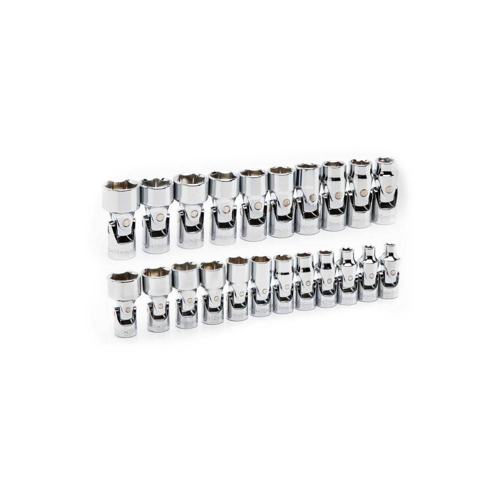 GEARWRENCH Socket Set 1/4″ and 3/8″ Drive 6 Point Metric Flex 22pc - Ascmtools