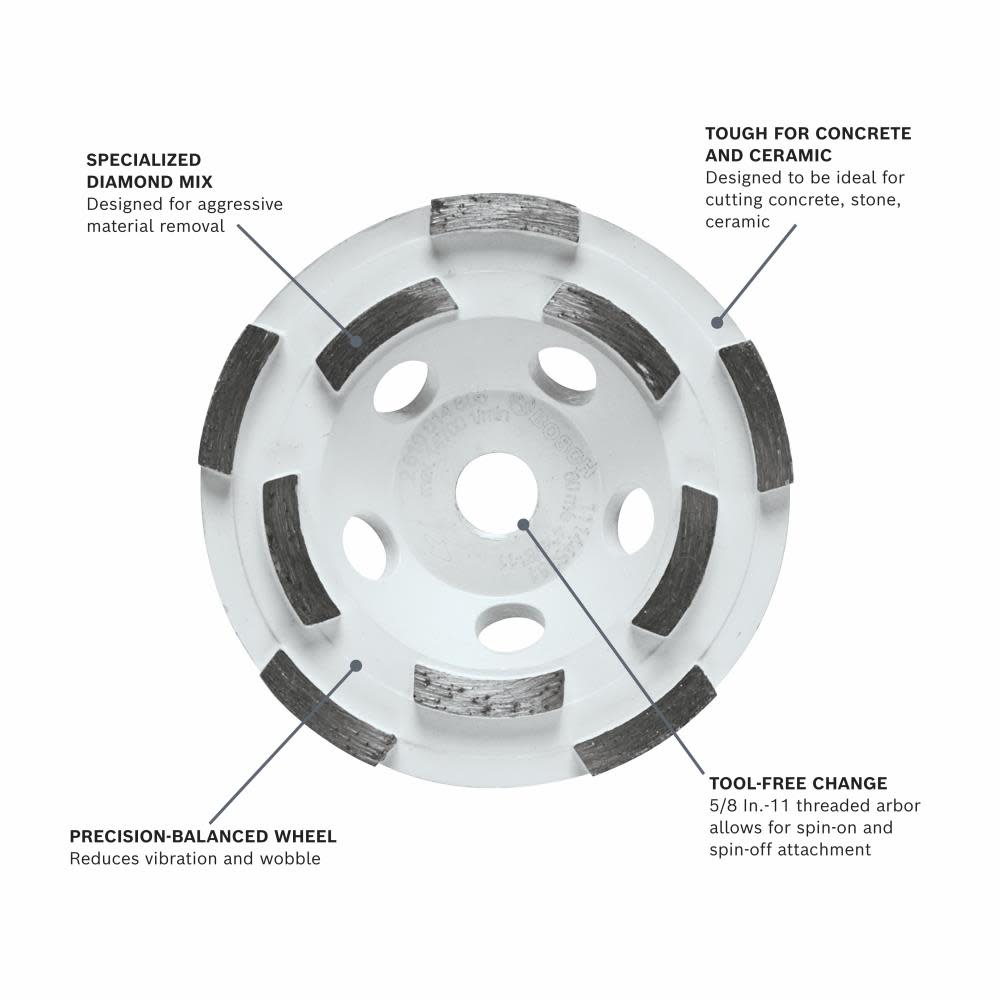 Bosch 4″ Double Row Segmented Diamond Cup Wheel - Ascmtools