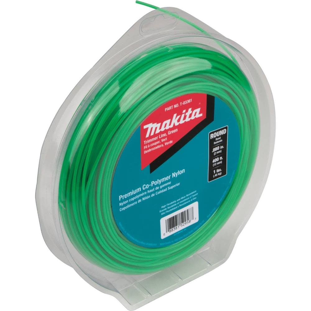 Makita Round Trimmer Line 0.080 Green 400 1 lbs. - Ascmtools