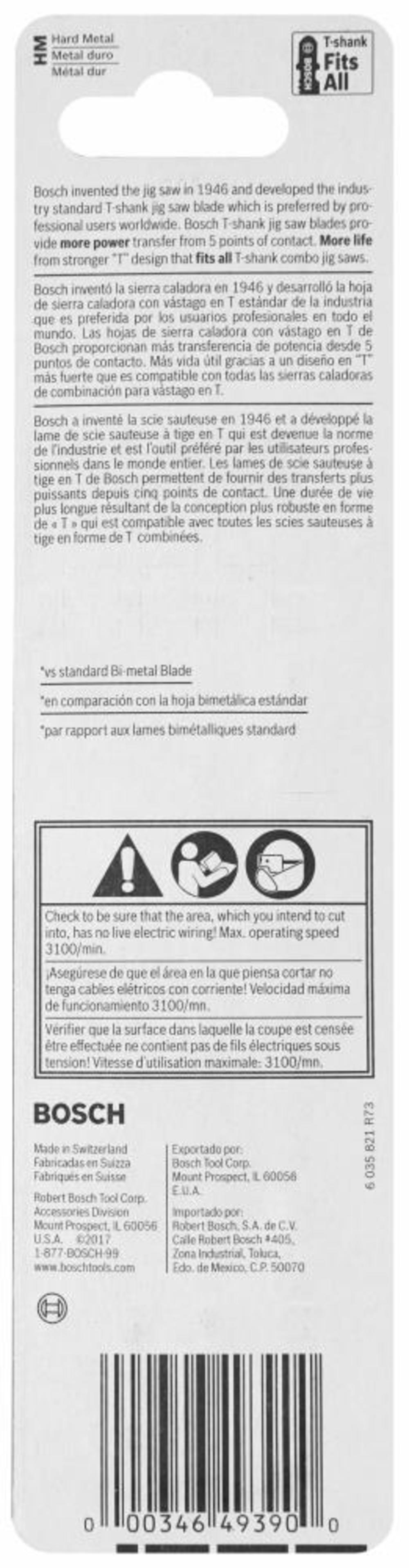 Bosch Jig Saw Blades 3pc 5 1/4″ 5 7 TPI Carbide Edge for All Purpose T Shank - Ascmtools