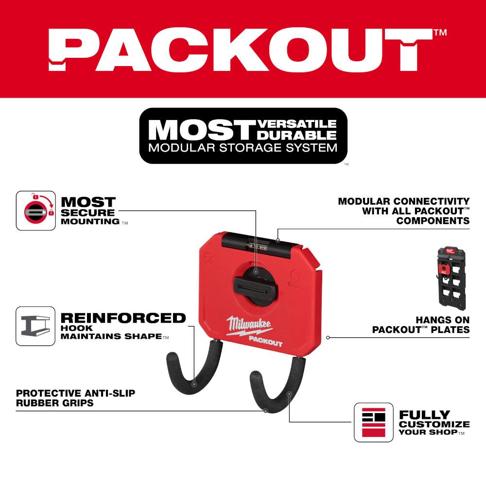 Milwaukee PACKOUT 3 Curved Hook - Ascmtools