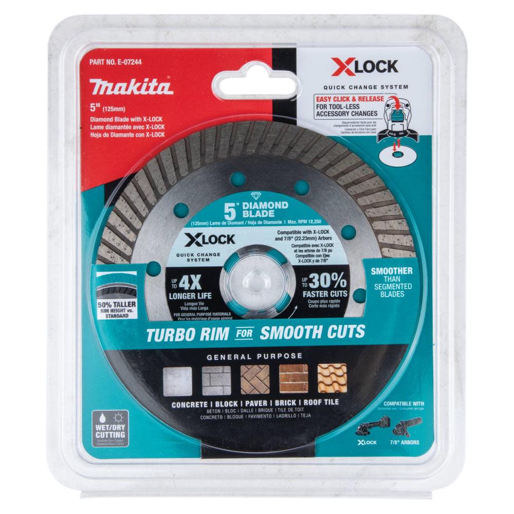 Makita X-LOCK 5″ Turbo Rim Diamond Blade for Masonry Cutting - Ascmtools