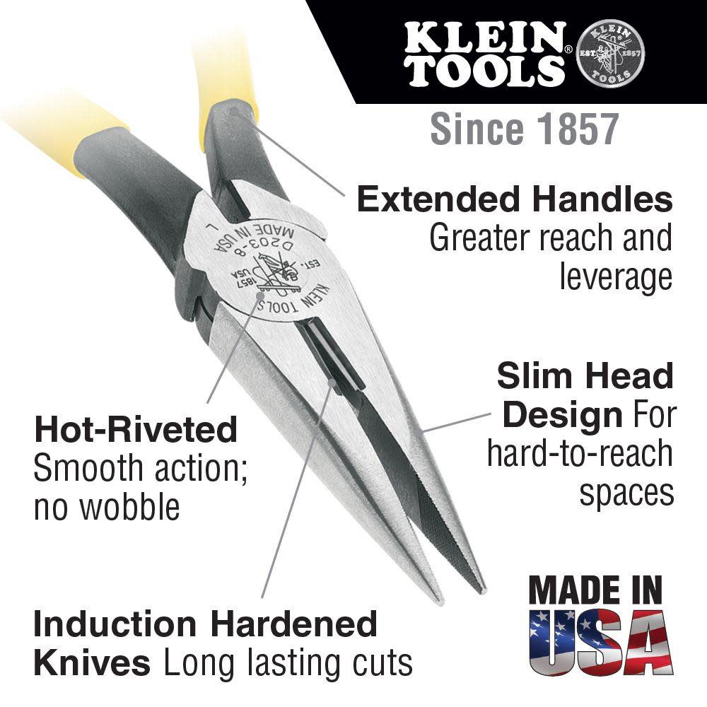 Klein Tools 7″ Long Nose Pliers Cut with Spring - Ascmtools