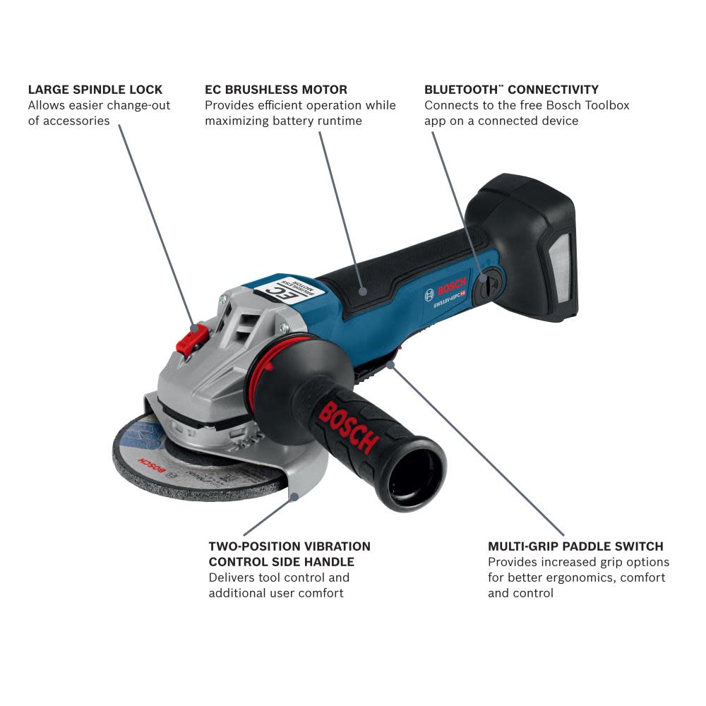 Bosch 18V EC 4 1/2″ Angle Grinder with No Lock On Bare Tool - Ascmtools