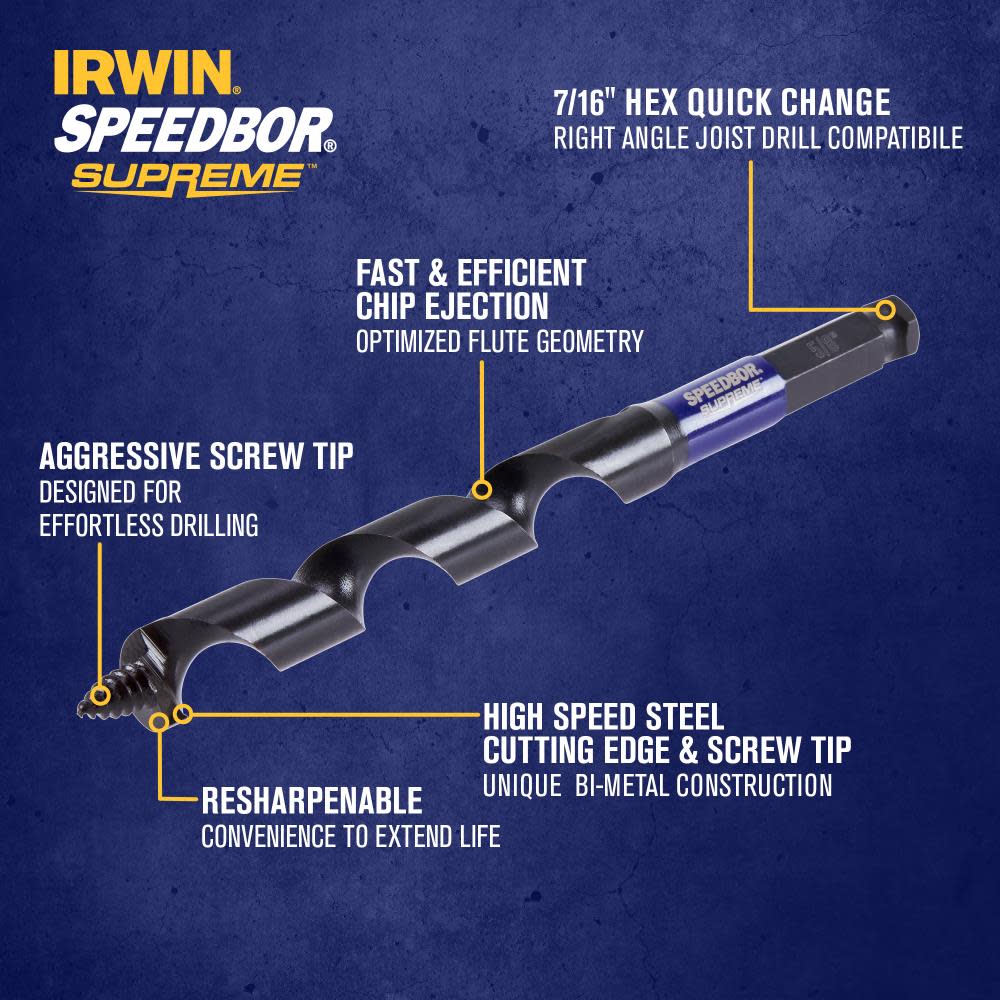 Irwin SPEEDBOR SUPREME Auger Bit 5/8″ X 7 1/2″ - Ascmtools