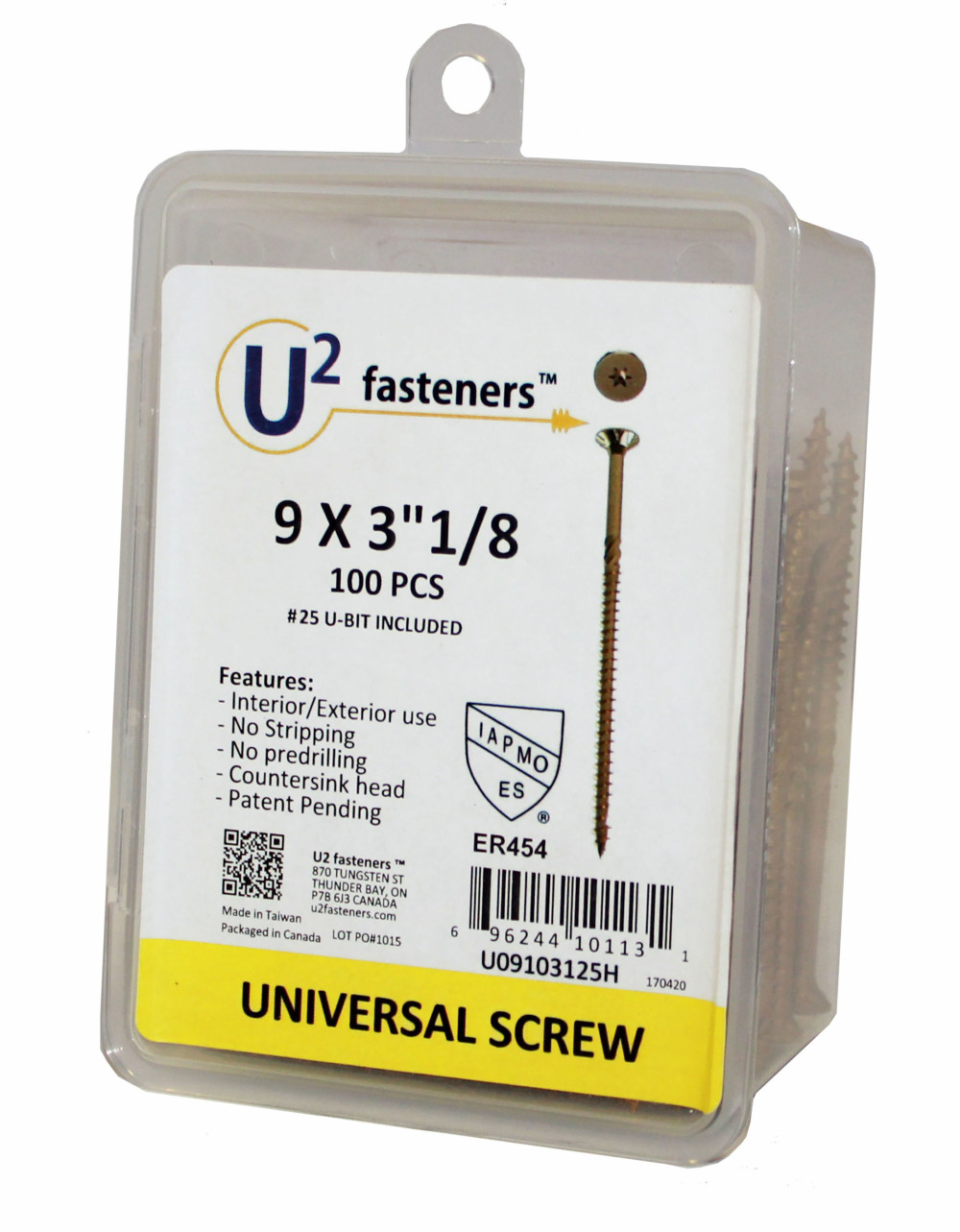 U2 Fasteners Universal Screw #9 X 3 1/8″ 100pk - Ascmtools