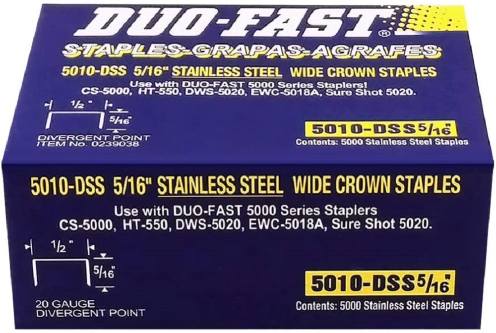 Duo Fast 5/16 Stainless Steel Staple – 1/2 Crown – 5000 Staples - Ascmtools