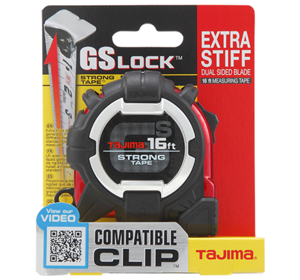 Tajima GS LOCK Measuring Tape 16′ x 1″ with Compatible Clip - Ascmtools
