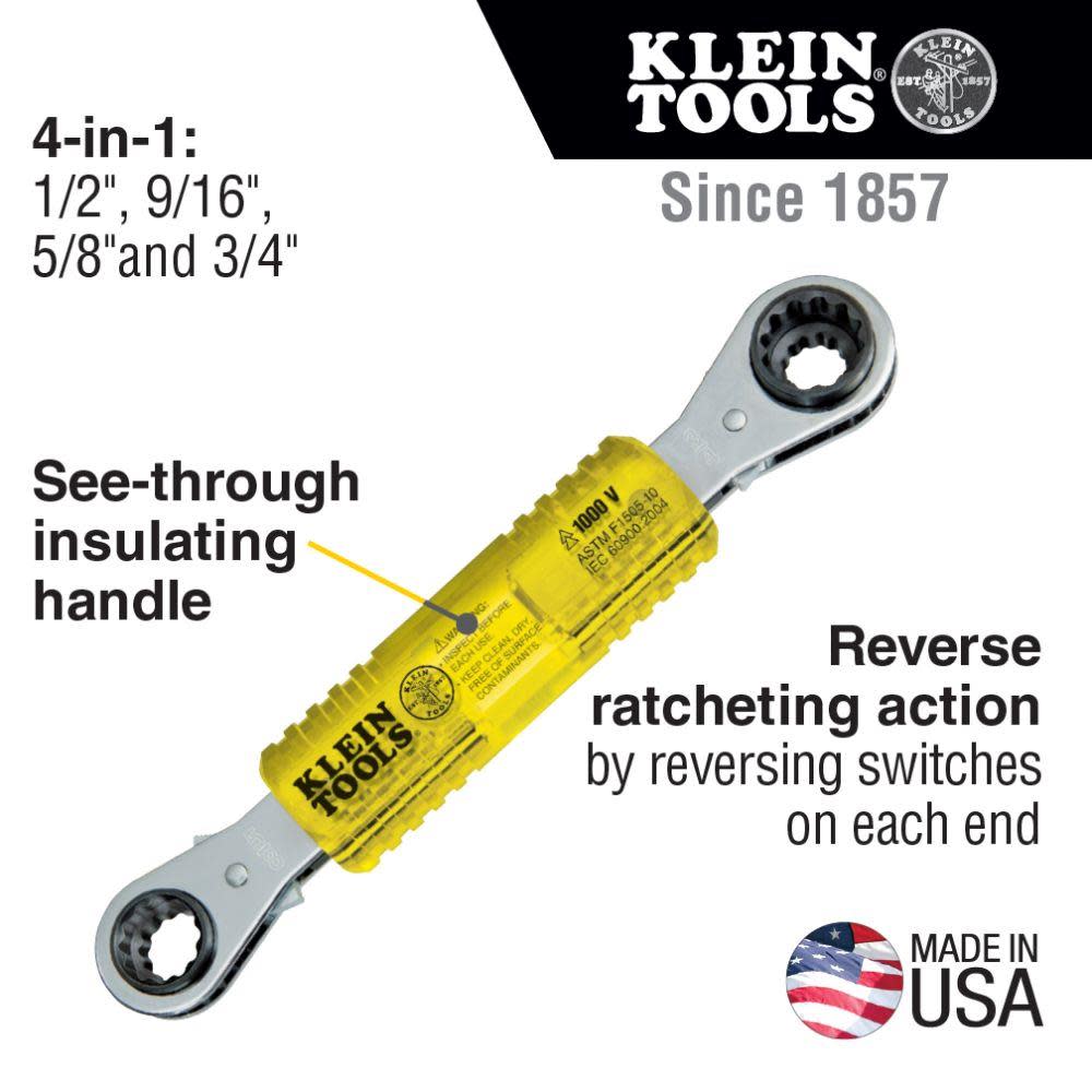Klein Tools Lineman’s Insulated 4-in-1 Box Wrench - Ascmtools