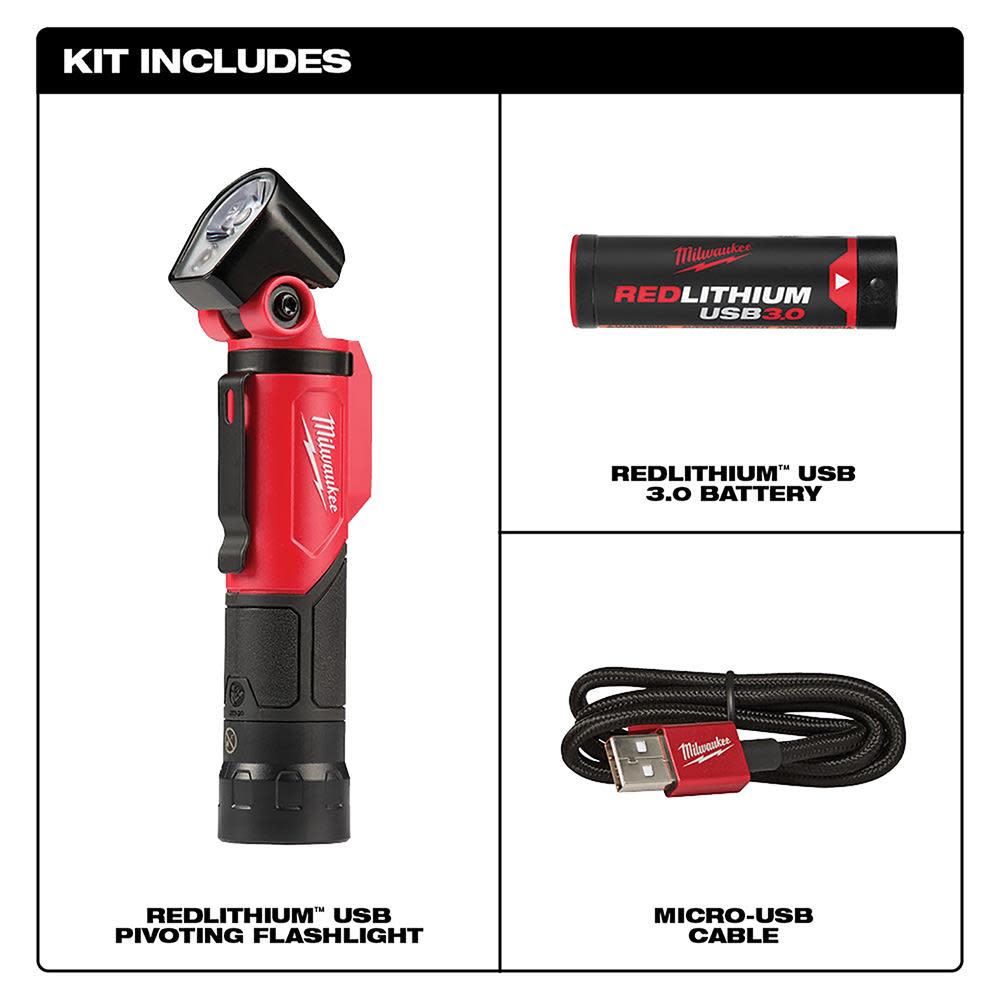 Milwaukee USB Rechargeable Pivoting LED Flashlight - Ascmtools