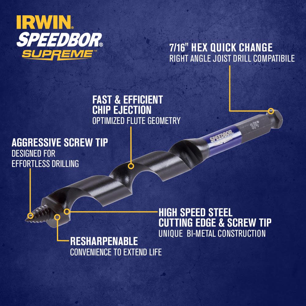 Irwin SPEEDBOR SUPREME Auger Bit 3/4″ X 7 1/2″ - Ascmtools