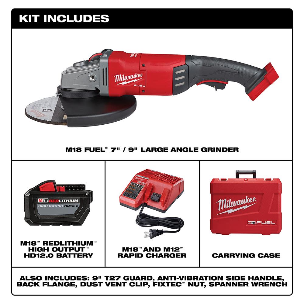 Milwaukee M18 FUEL 7 in. / 9 in. Large Angle Grinder Kit - Ascmtools