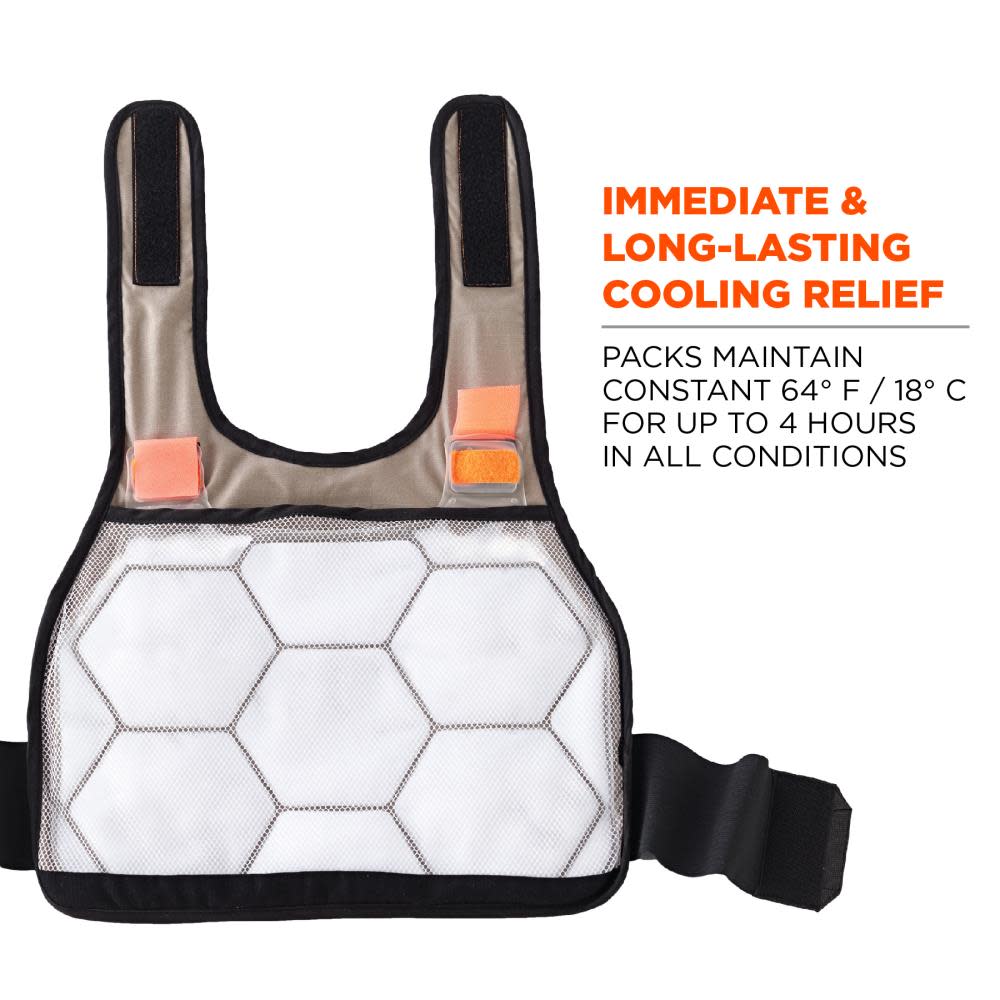 Ergodyne Chill Its 6215 Cooling Vest FR with Packs Khaki L/XL - Ascmtools