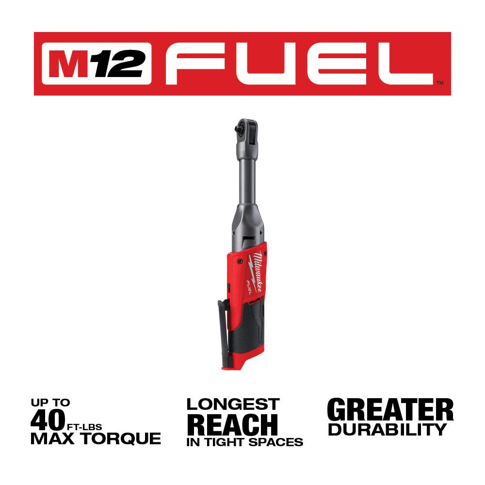 Milwaukee M12 FUEL 1/4 in. Extended Reach Ratchet (Bare Tool) - Ascmtools
