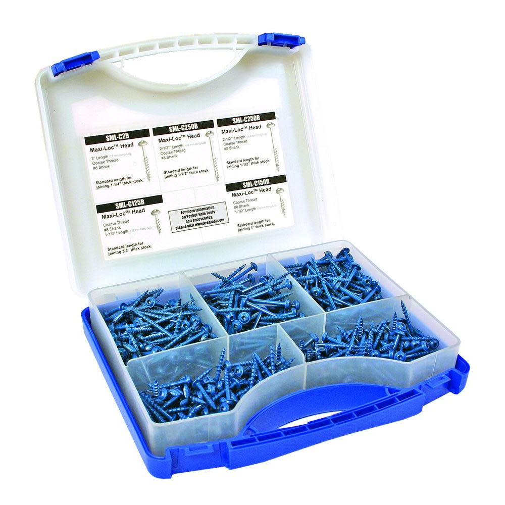 Kreg Blue-Kote Pocket-Hole Screw Kit (450 of 4 Common Exterior Screws) - Ascmtools