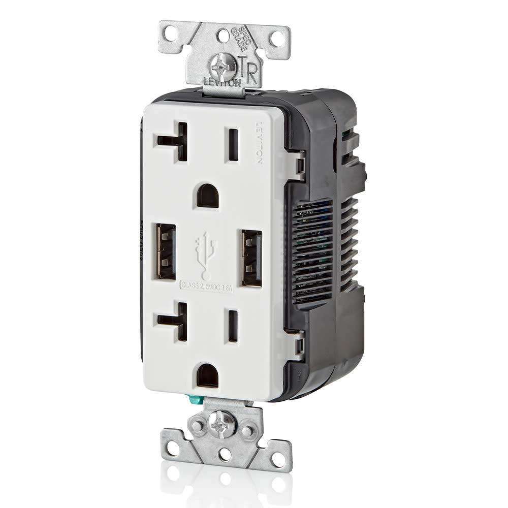 Leviton Combination Duplex Receptacle/Outlet 20A 125V White - Ascmtools
