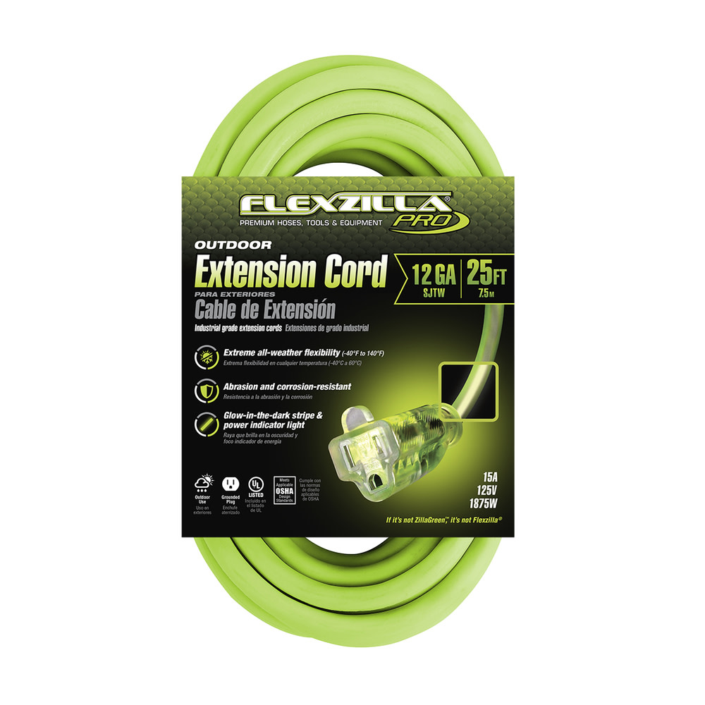 Flexzilla 25 ft. Pro Extension Cord 12/3 AWG - Ascmtools